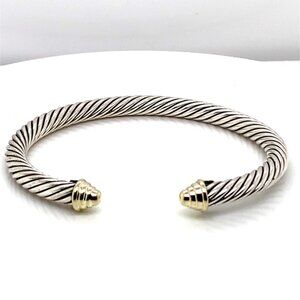 David Yurman Sterling Silver and 14kt yellow gold Cable Bracelet